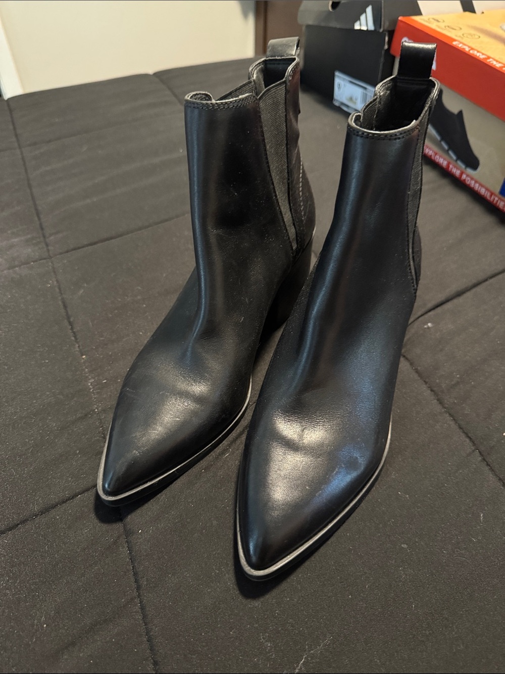 Steve Madden Black Pointed Chelsea Ankle Boots